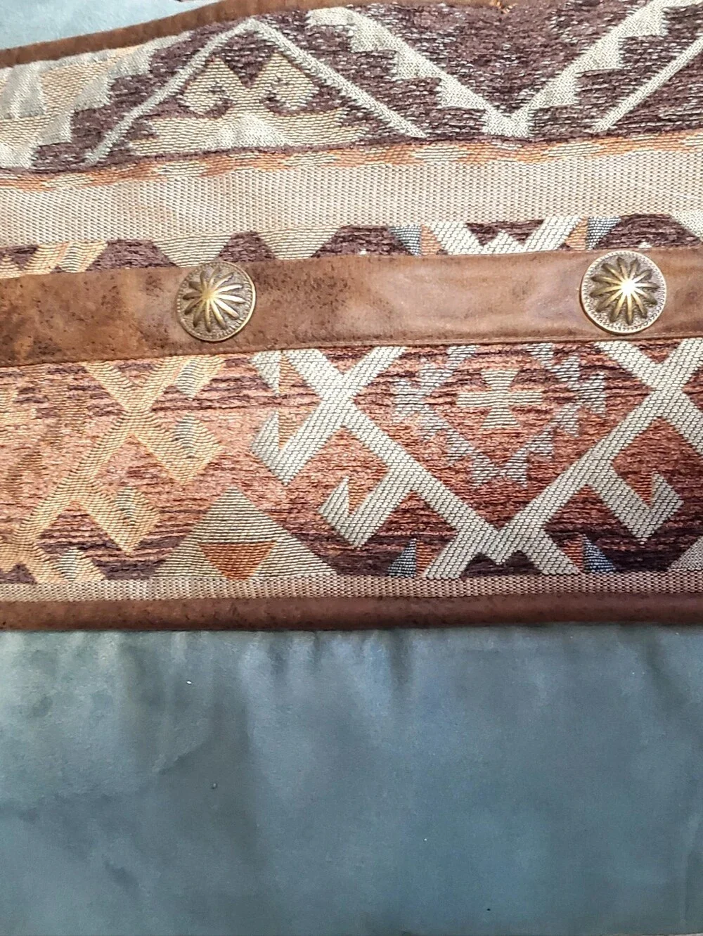 Brown and Teal Decorative Pillow Covers And Comforter.